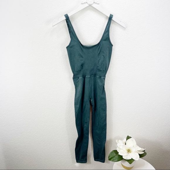 Free People Movement Good Karma Onesie Jumpsuit Shark Blue Green - Picture 2 of 9